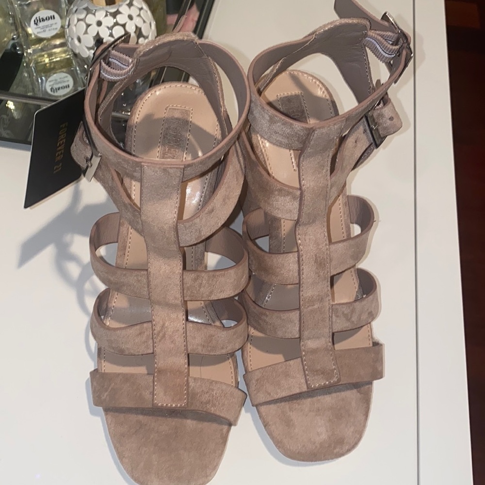 Suede light nude color heels, never worn!